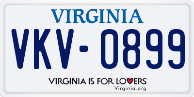 VA license plate VKV0899