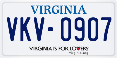 VA license plate VKV0907