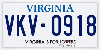 VA license plate VKV0918