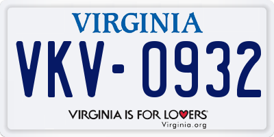 VA license plate VKV0932