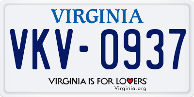 VA license plate VKV0937