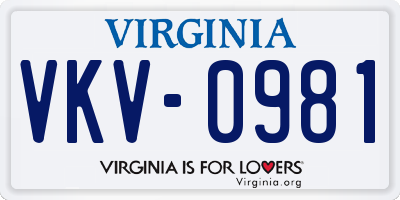 VA license plate VKV0981
