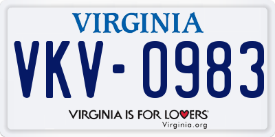 VA license plate VKV0983