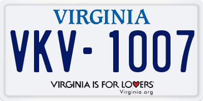 VA license plate VKV1007