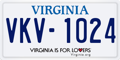VA license plate VKV1024