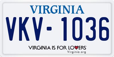 VA license plate VKV1036