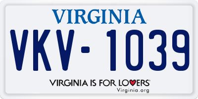 VA license plate VKV1039