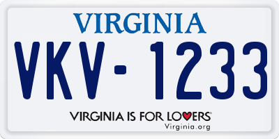 VA license plate VKV1233