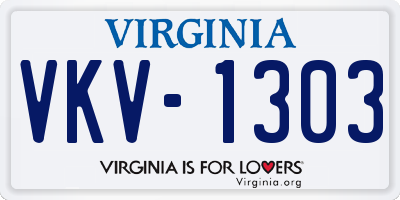VA license plate VKV1303