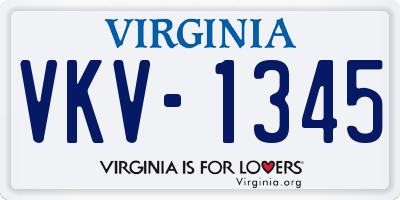 VA license plate VKV1345