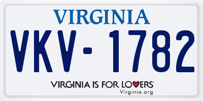 VA license plate VKV1782