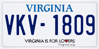 VA license plate VKV1809