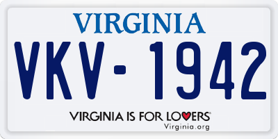 VA license plate VKV1942