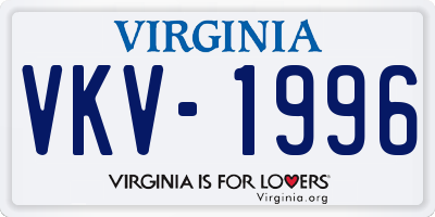 VA license plate VKV1996