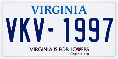 VA license plate VKV1997