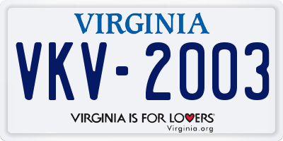 VA license plate VKV2003