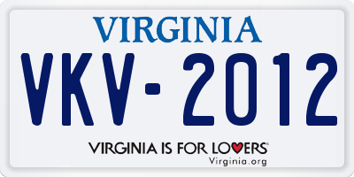 VA license plate VKV2012