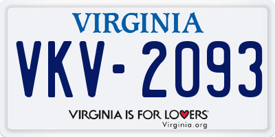 VA license plate VKV2093