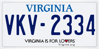 VA license plate VKV2334