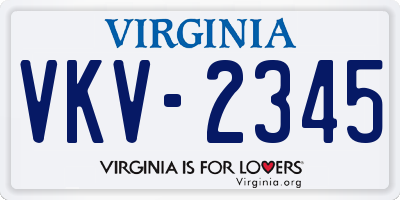 VA license plate VKV2345