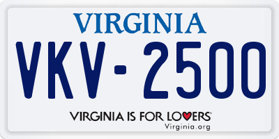 VA license plate VKV2500