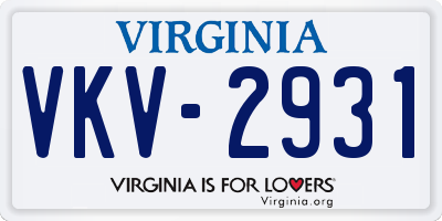 VA license plate VKV2931