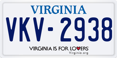 VA license plate VKV2938