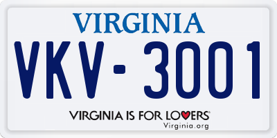 VA license plate VKV3001