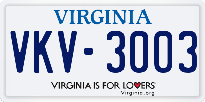 VA license plate VKV3003