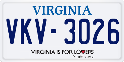 VA license plate VKV3026