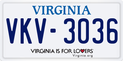 VA license plate VKV3036