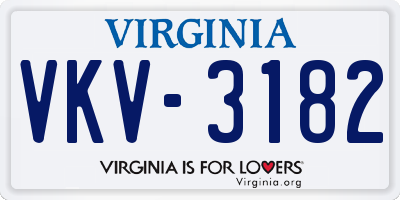 VA license plate VKV3182