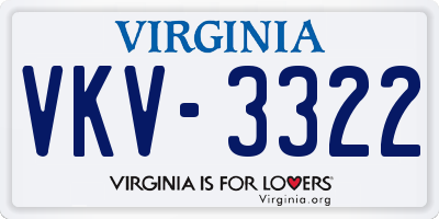 VA license plate VKV3322