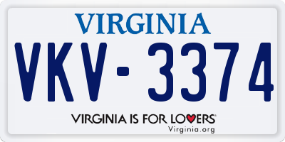 VA license plate VKV3374