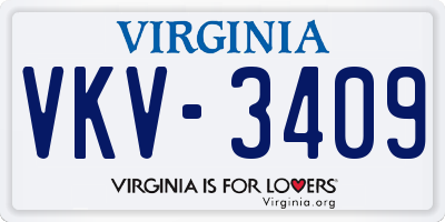 VA license plate VKV3409