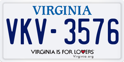 VA license plate VKV3576