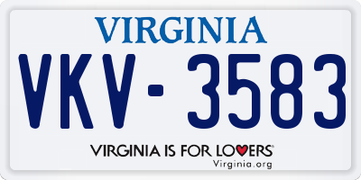 VA license plate VKV3583