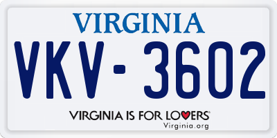 VA license plate VKV3602