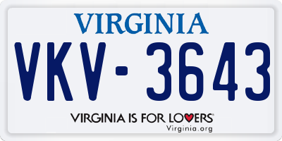 VA license plate VKV3643