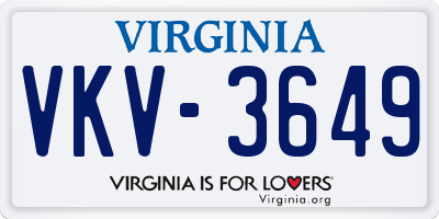 VA license plate VKV3649