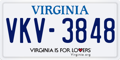 VA license plate VKV3848