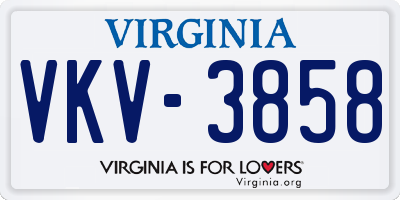 VA license plate VKV3858