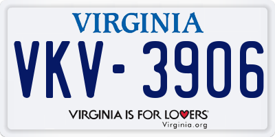 VA license plate VKV3906