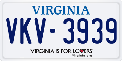 VA license plate VKV3939