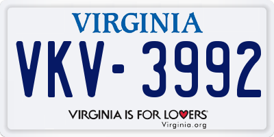 VA license plate VKV3992