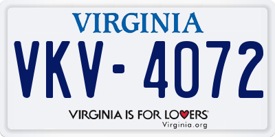 VA license plate VKV4072