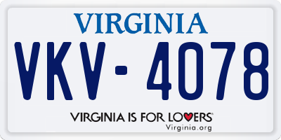 VA license plate VKV4078