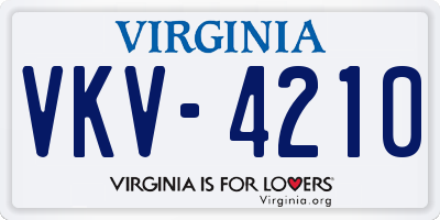 VA license plate VKV4210