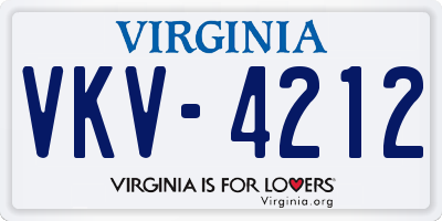 VA license plate VKV4212