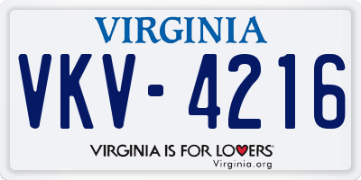 VA license plate VKV4216
